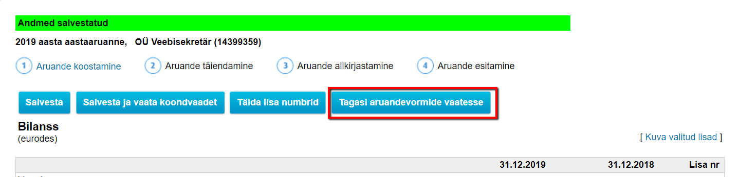 bilanss salvestatud