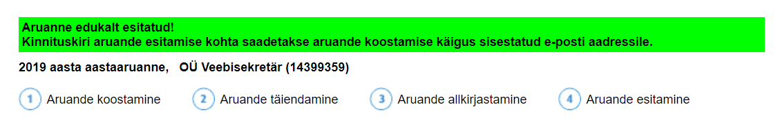 aruanne esitatud