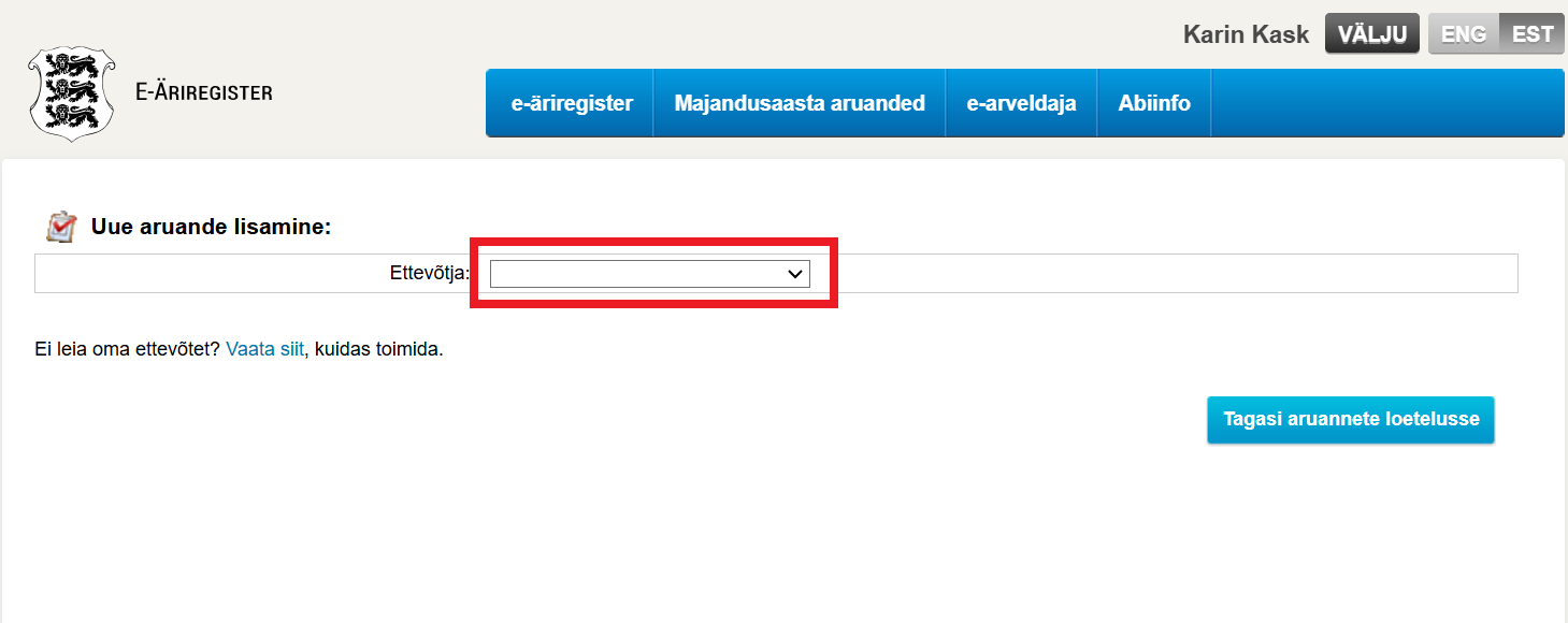 ettevotte valik